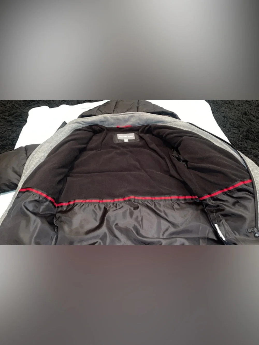 Michael Kors Boys Hooded Puffer Jacket Size 14–16 Black Winter Quilted Coat